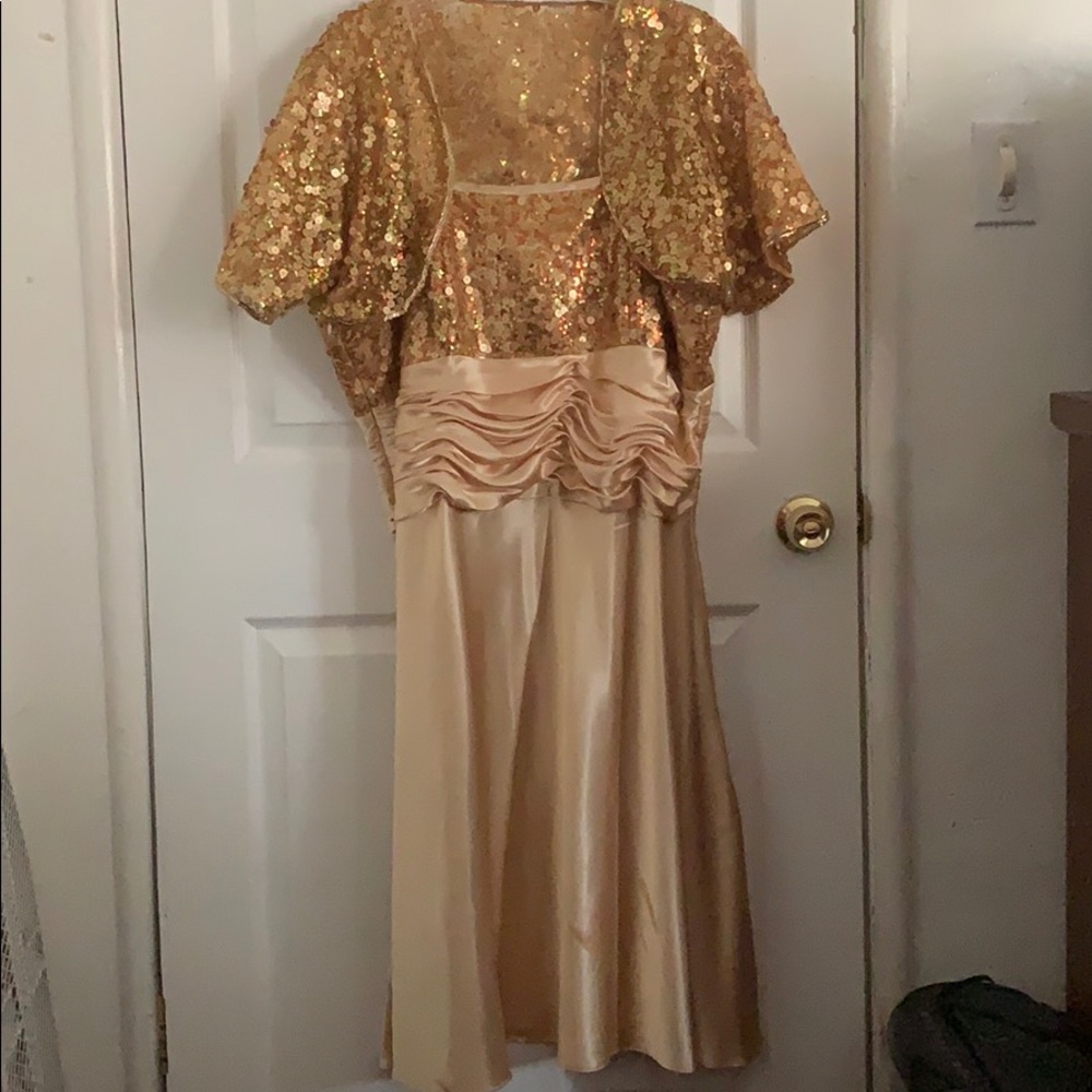 Gold Sequins Dress with Matching Cover Up